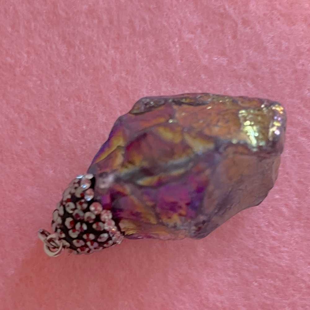 Nugget Pendant with black druzy and crystals